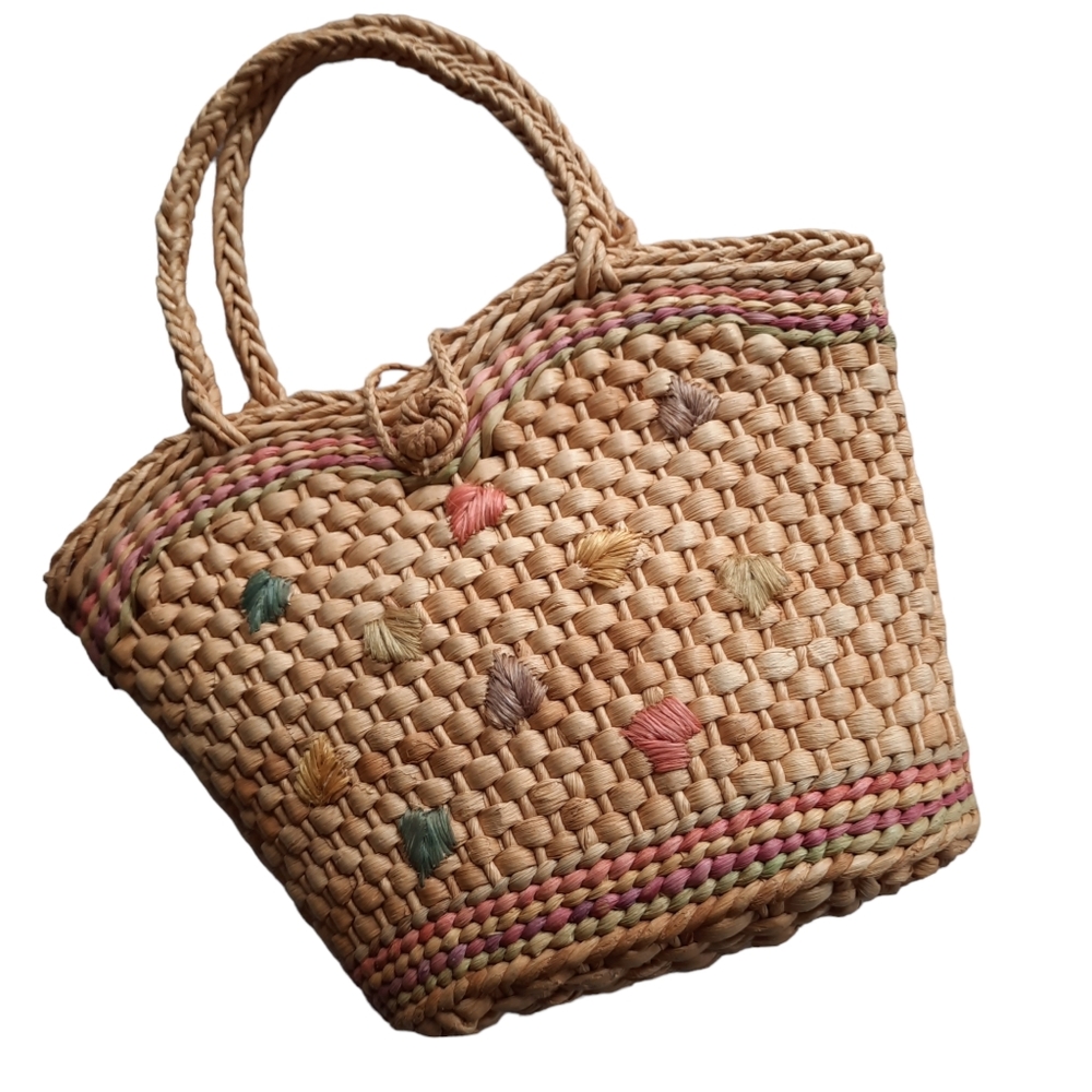 Vintage Bernard Straw Bag Natural Basket